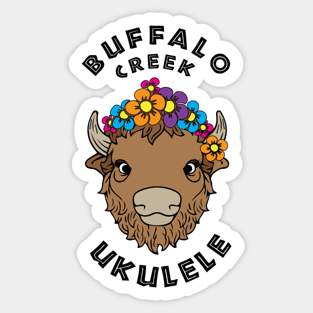 Buffalo Creek Ukulele T-Shirt_Black Text Sticker by Sara Howard